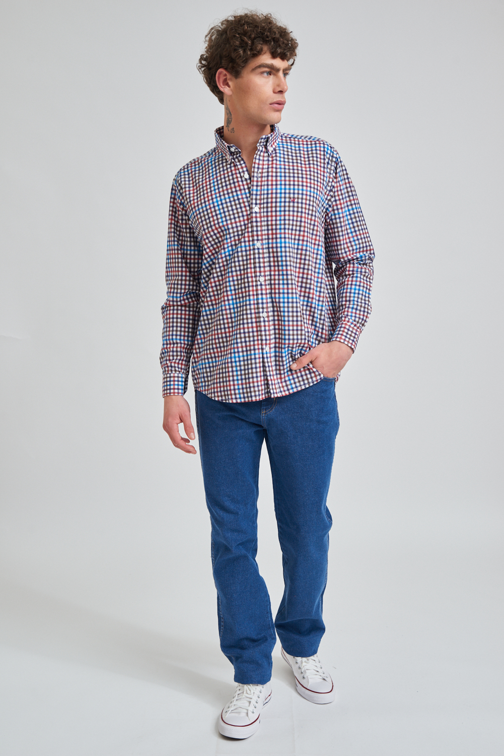 Camisa Reg Linen Checks Ls